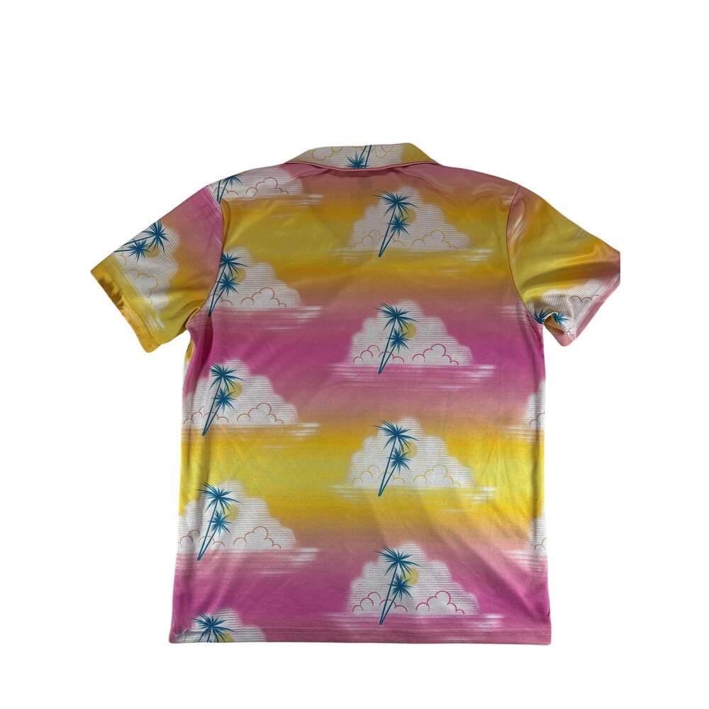 Hawaiian Golf Polo Mens Large Tropical Print Duvin Design Day in Clouds Resort - Picture 2 of 6